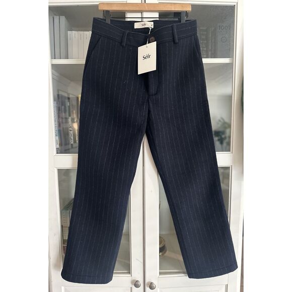 Men's Navy Pinstripe Dress Pants